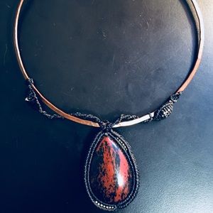 Artisan designed choker necklace with stone